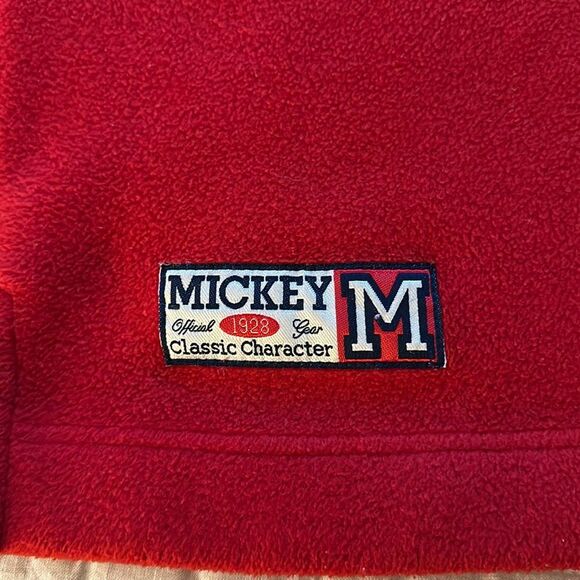 DISNEY VTG Men’s 1/4 Quarter Zip Mickey Mouse Spellout Fleece Jacket Size L - Picture 9 of 10